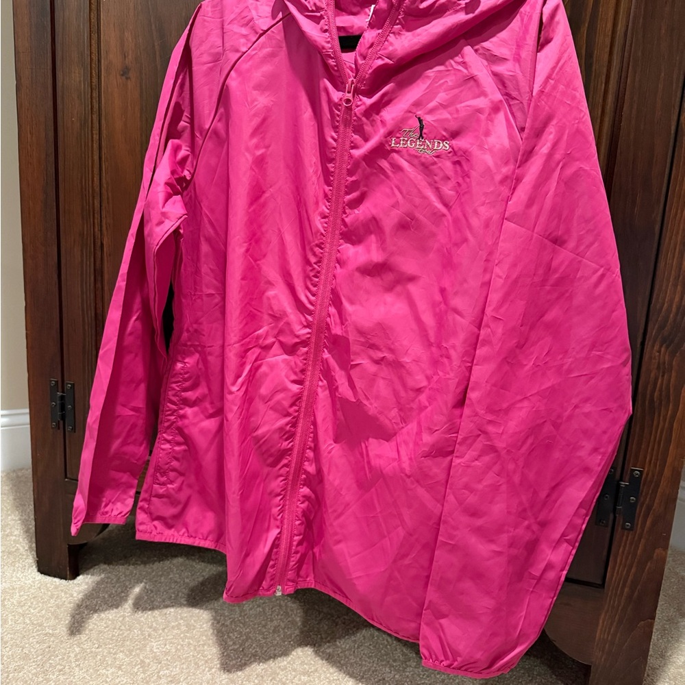 Vibrant Pink Light Weight Wind/Rain Jacket with High Collar
